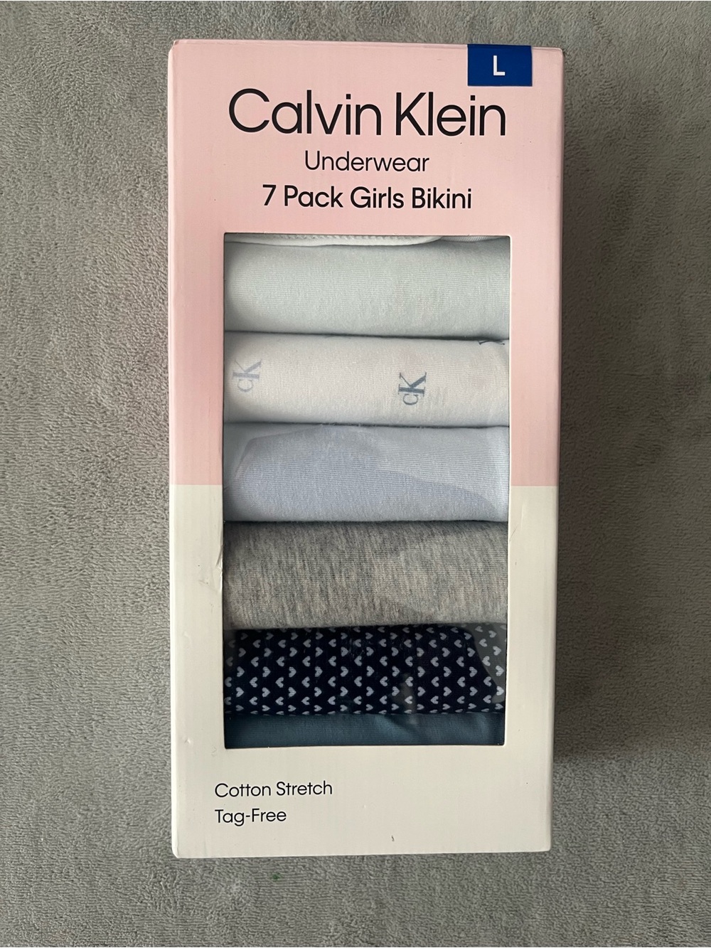 Calvin Klein Girls' Bikini 7-Pack - White, Light Gray, Navy size L